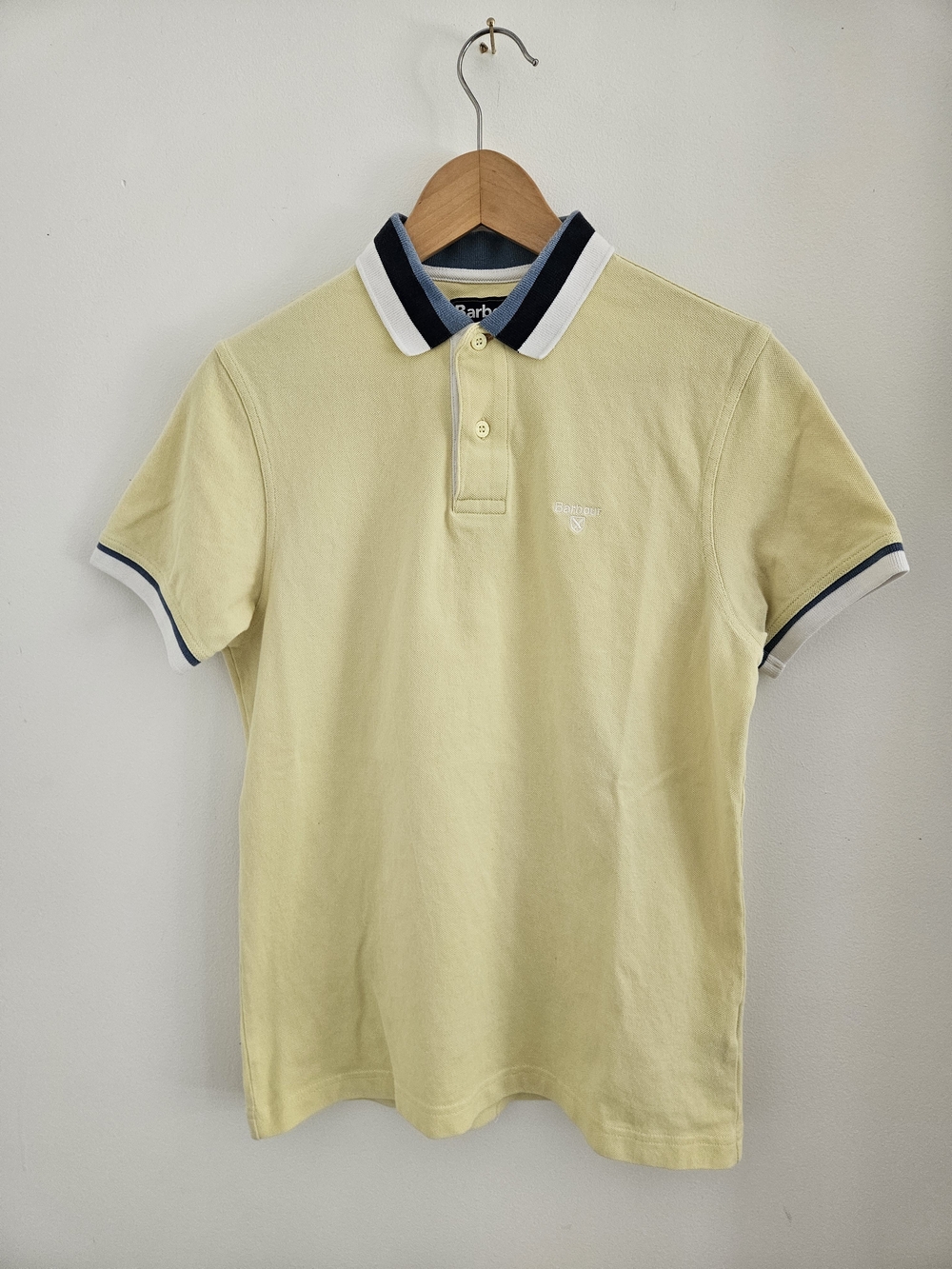 Barbour Polo Shirt Mens Small Pale Yellow